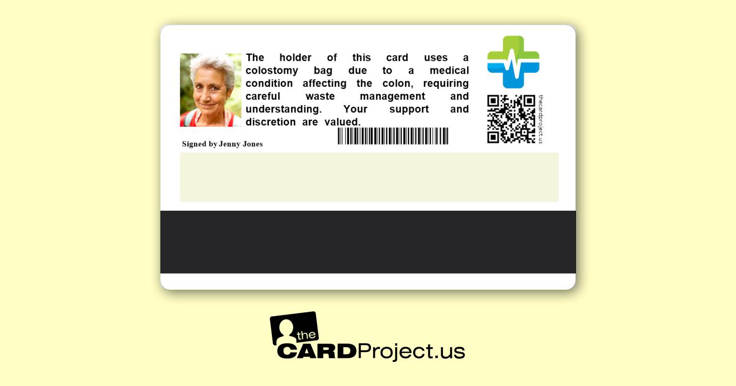 Premium Colostomy Bag Medical Card (REAR)